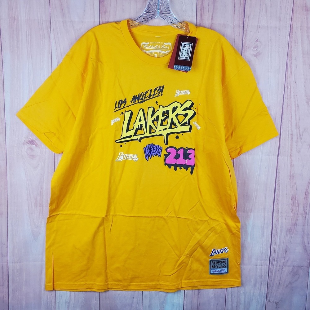 Los Angleles Lakers Mitchell & Ness Shirt Mens Sz XL Slap Sticker NBA Basketball